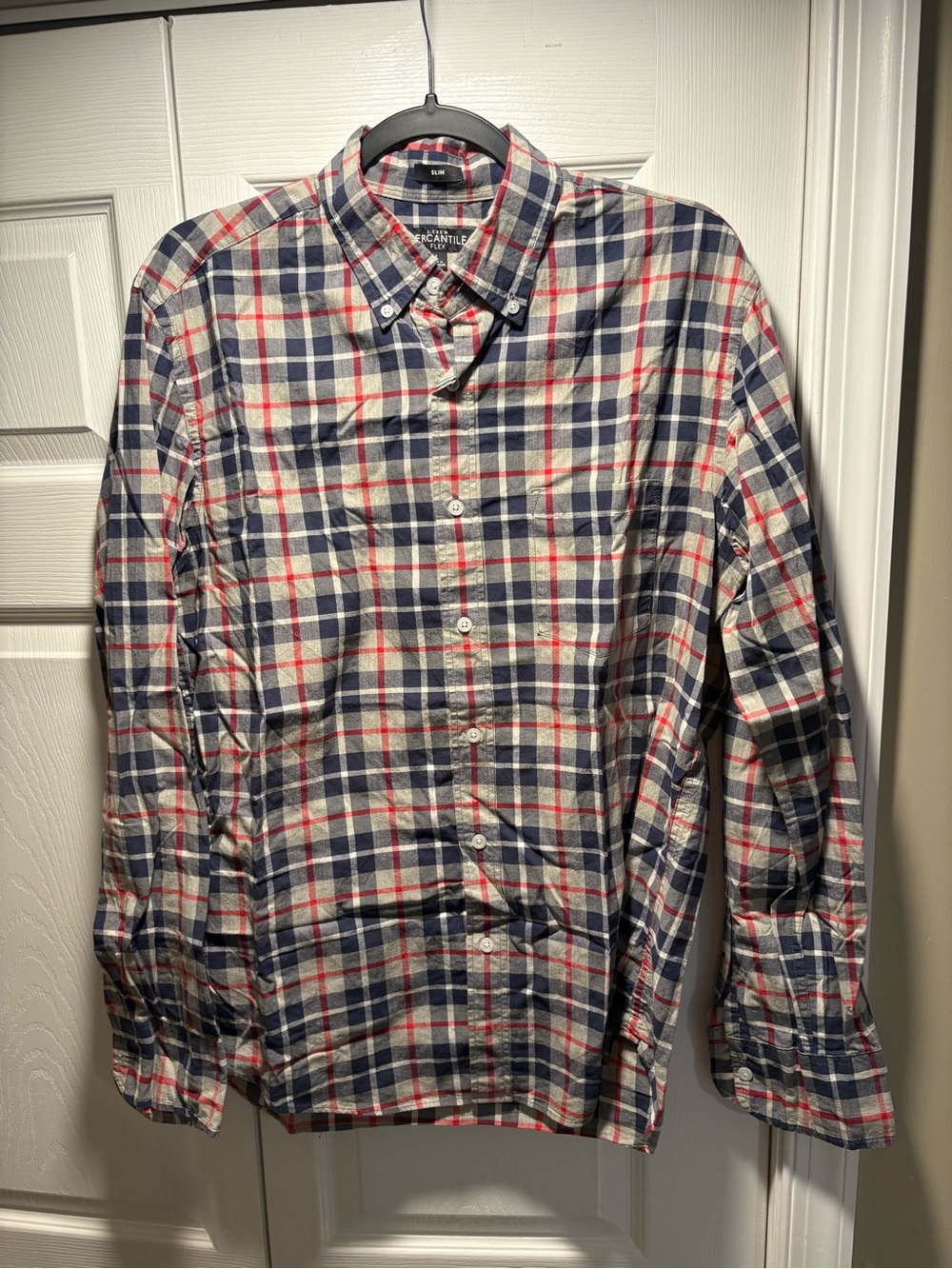 J. Crew Navy, Red and White Plaid Button-Down Shirt